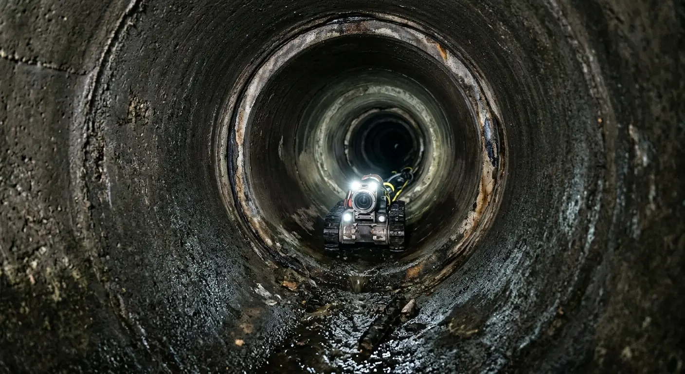 Robotic sewer camera inspecting pipe interior for Drain Snake Service in Sheridan